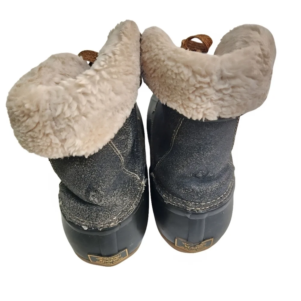 Sporto The Original Duck Boot Delilah Gray Suede Ankle Boot Size 10M